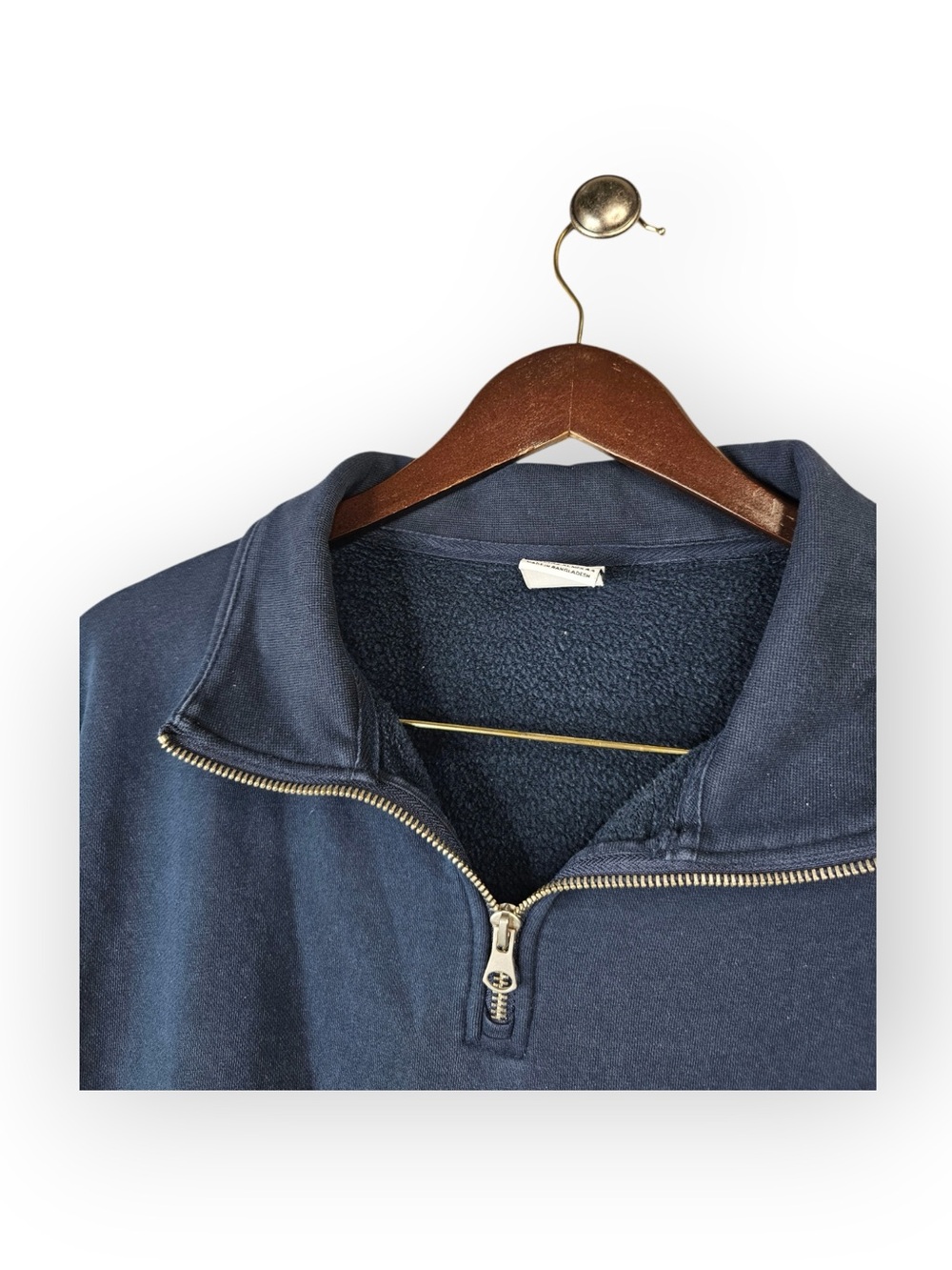 ZARA Men's Navy Blue Quarter Zip Fleece Sweatshirt XL - Picture 3 of 5